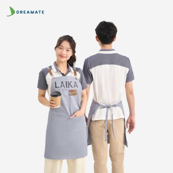 Đồng phục quán cafe Laika xám phối trắng