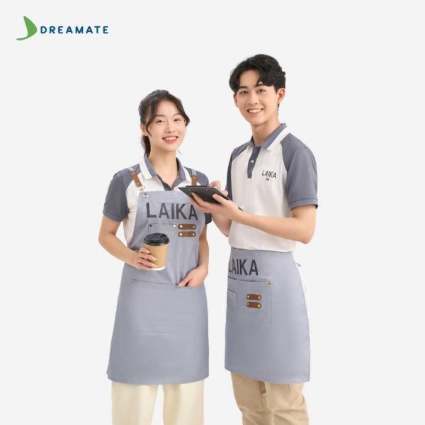Đồng phục quán cafe Laika xám phối trắng