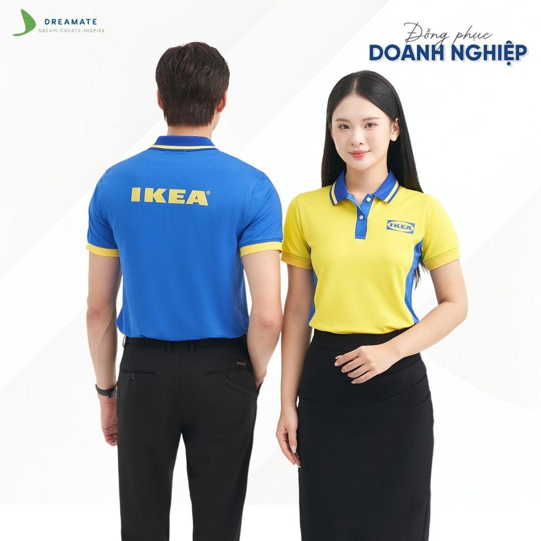 Mẫu áo đồng phục màu vàng có điểm nhấn thiết kế đặc biệt