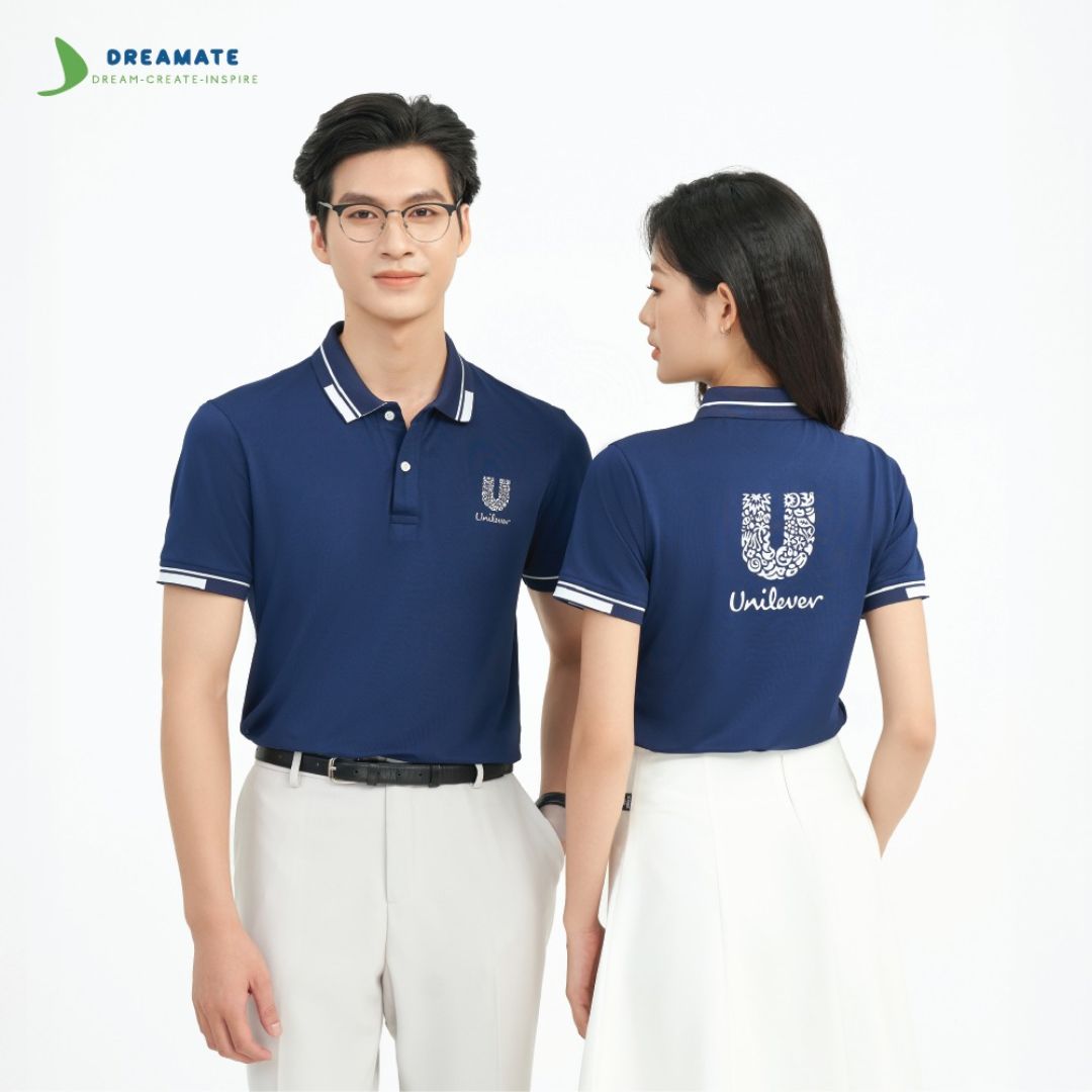 Áo đồng phục màu xanh dương cho nhân viên văn phòng, công sở